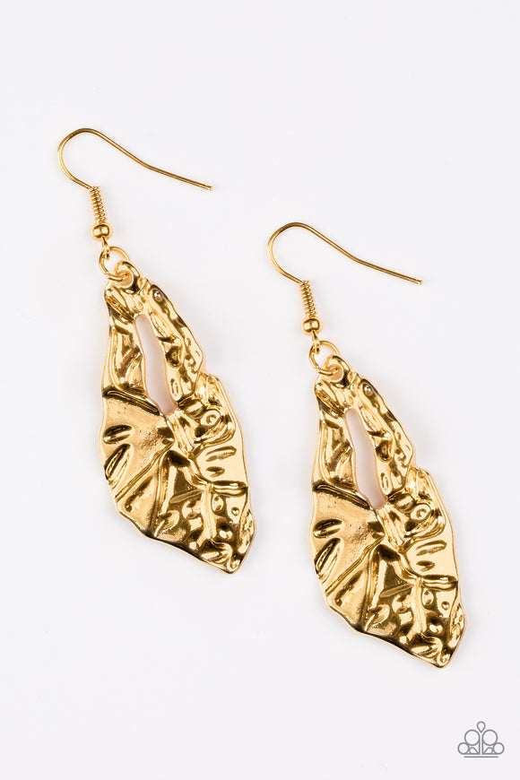 Paparazzi Earrings - Cave Cavalier - Gold