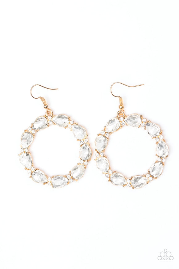 Paparazzi Earrings - Ring Around The Rhinestones - Gold LOP