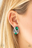 Paparazzi Earrings - Where's the FIREWORKS - Green Clip-On
