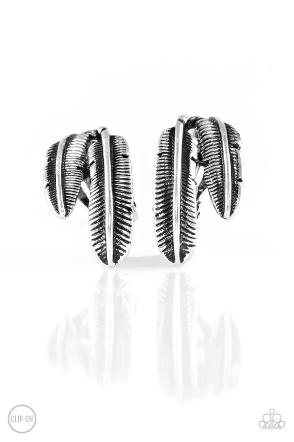 Paparazzi Earrings - Things QUILL Work Out - Silver Clip-on