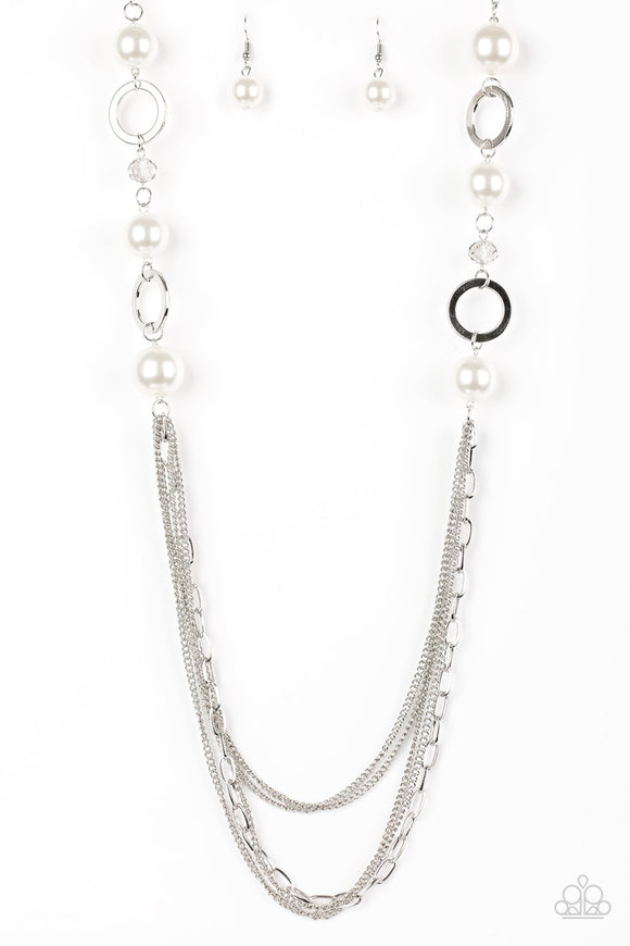 Paparazzi Necklace - Its About SHOWTIME - White