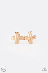 Paparazzi Earrings - Couture Crossover - Gold Clip-on