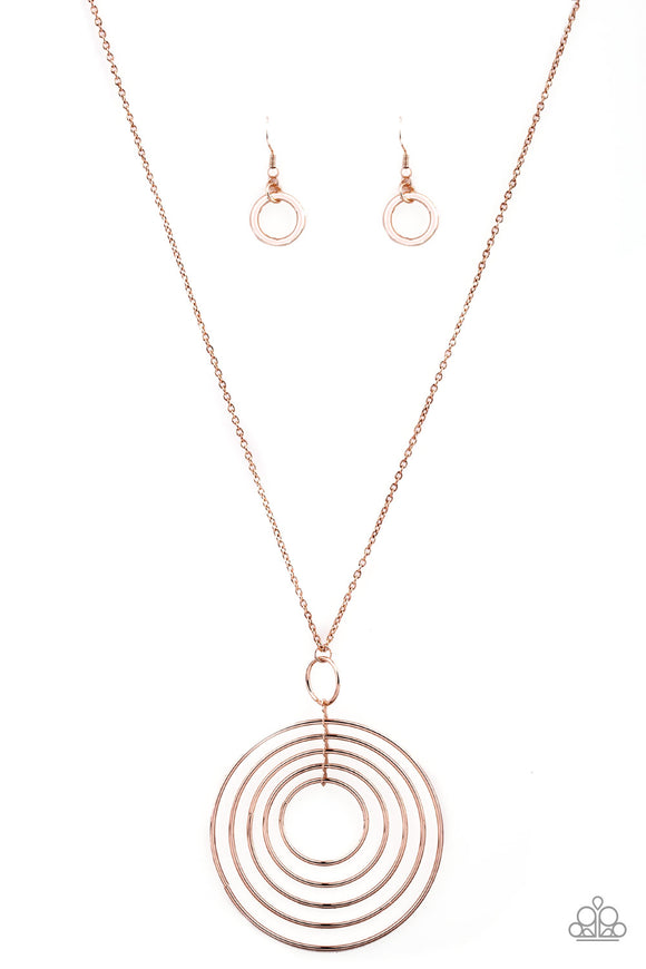 Paparazzi Necklace  - Running Circles In My Mind - Rose Gold