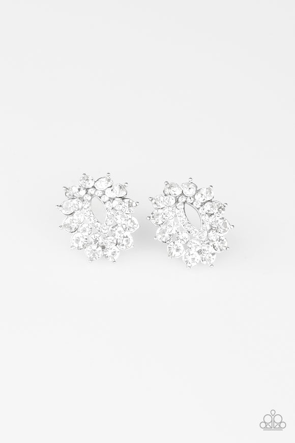 Paparazzi Earring - Brighten The Moment - White Post