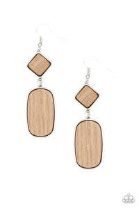 Paparazzi Earring - You WOOD Be So Lucky - Brown