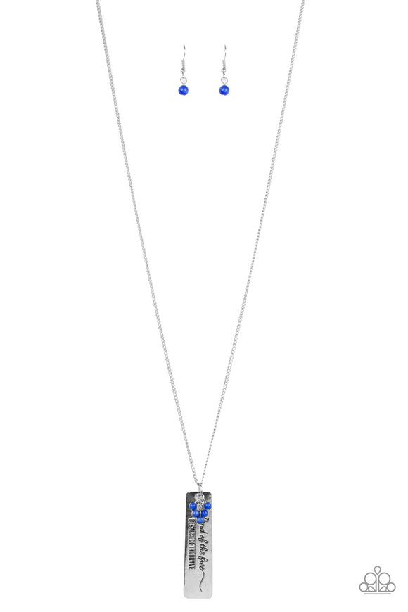 Paparazzi Necklace - Because of the Brave - Blue