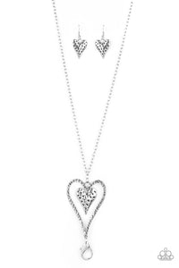 Paparazzi Necklace - Hardened Hearts - Silver Lanyard