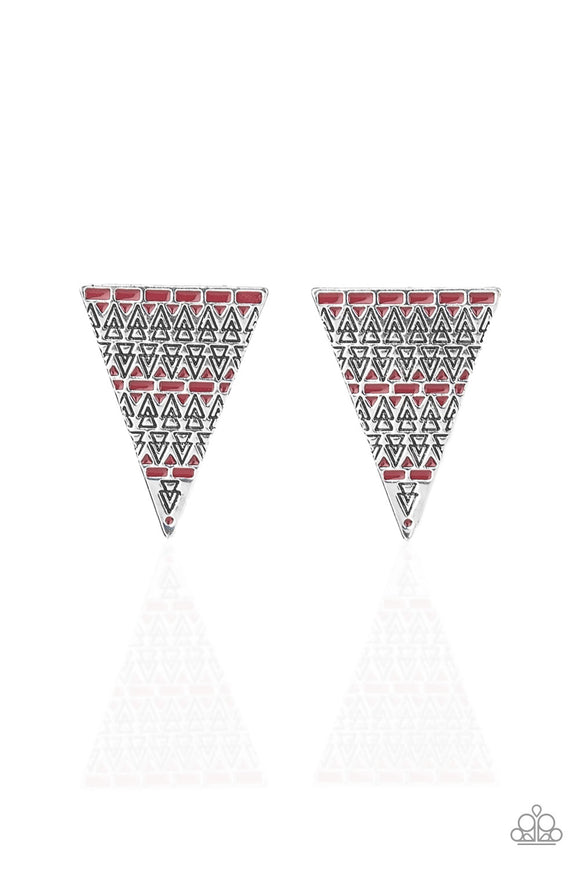 Paparazzi Earring - Terra Tricolor - Red