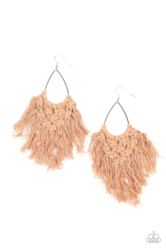 Paparazzi Earring - Oh MACRAME, Oh My - Brown
