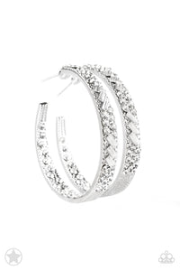 Paparazzi Earring - GLITZY By Association - White Blockbuster