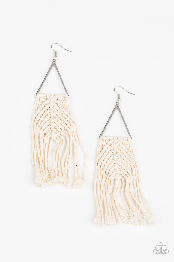 Paparazzi Earring - Macrame Jungle - White