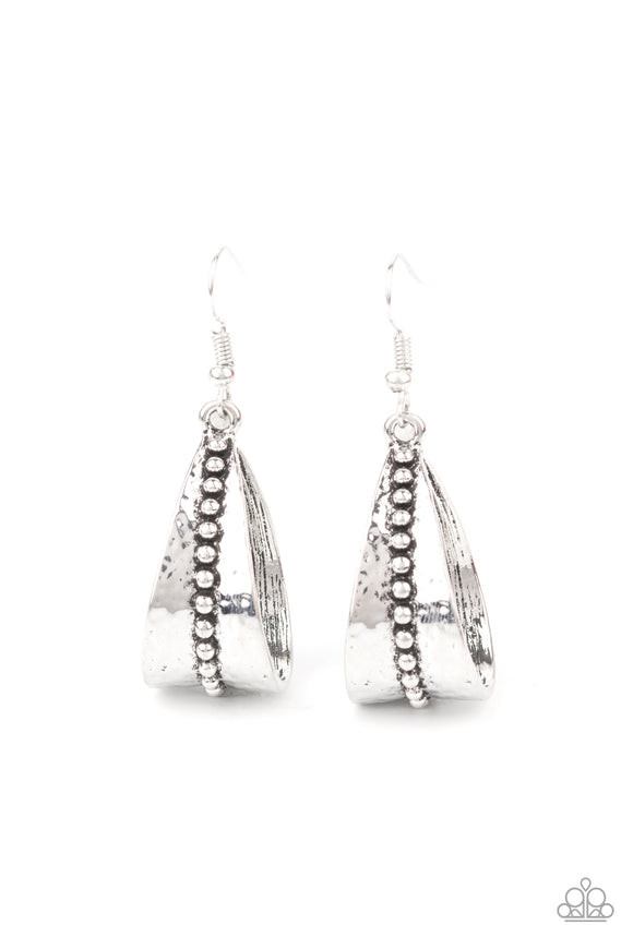 Paparazzi Earring - STIRRUP Some Trouble - Silver