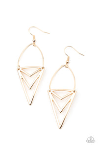 Paparazzi Earring - Proceed With Caution - Gold