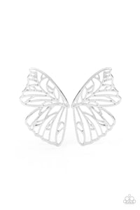 Paparazzi Earring - Butterfly Frills - Silver LOP