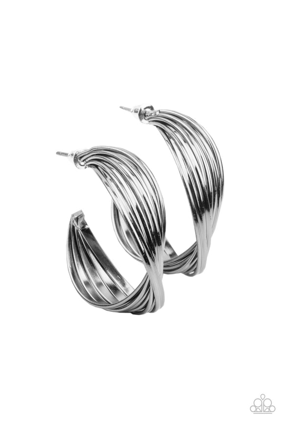 Paparazzi Earring - Curves In All The Right Places - Black Hoop