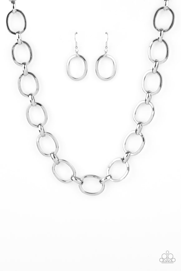 Paparazzi Necklace - HAUTE-ly Contested - Silver