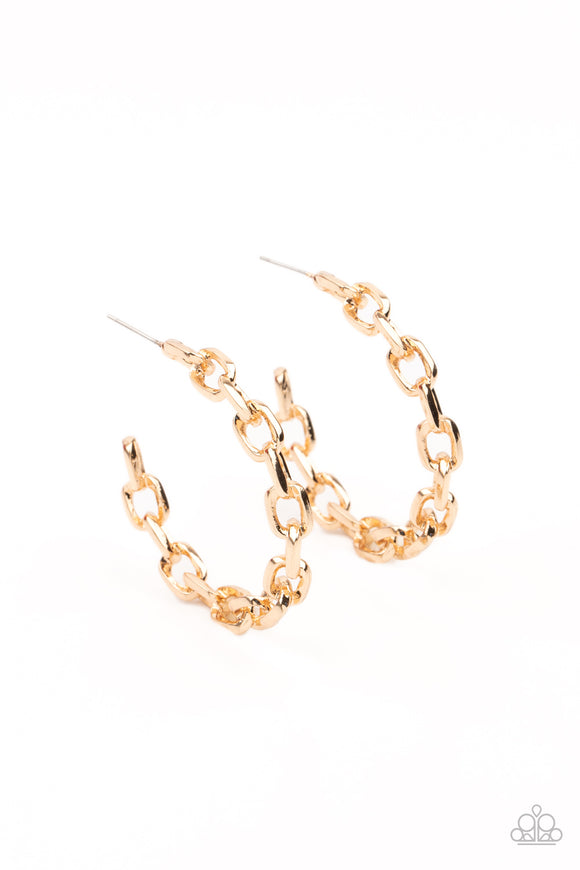 Paparazzi Earring - Stronger Together - Gold Hoop