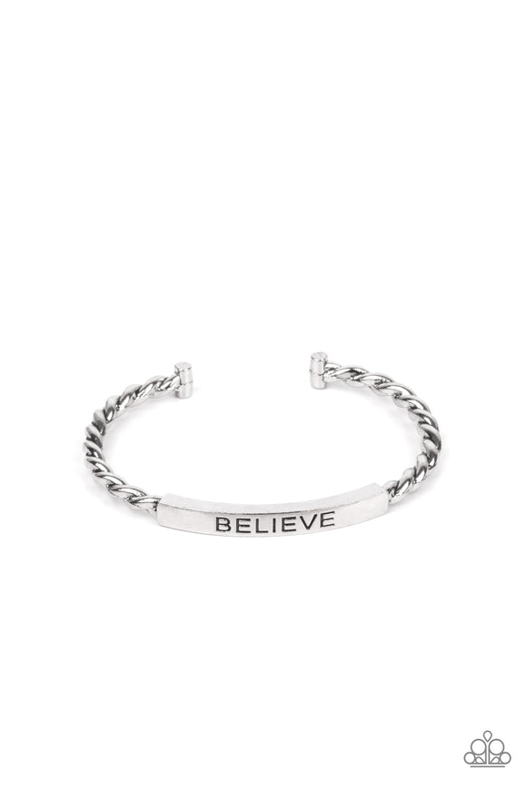 Paparazzi Urban Bracelet - Keep Calm and Believe - Silver