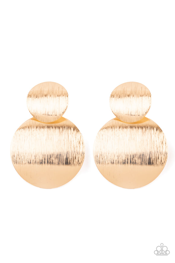 Paparazzi Earring - Here Today, GONG Tomorrow - Gold