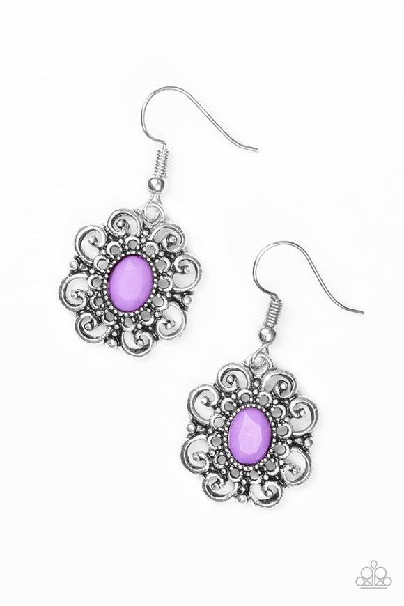 Paparazzi Earring - First and Foremost Flowers - Purple