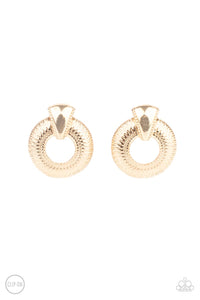 Paparazzi Earring - Industrial Innovator - Gold Clip-On