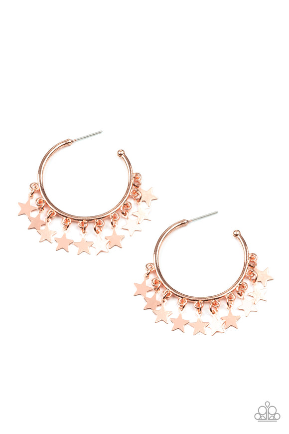 Paparazzi Earring - Happy Independence Day - Copper Hoops