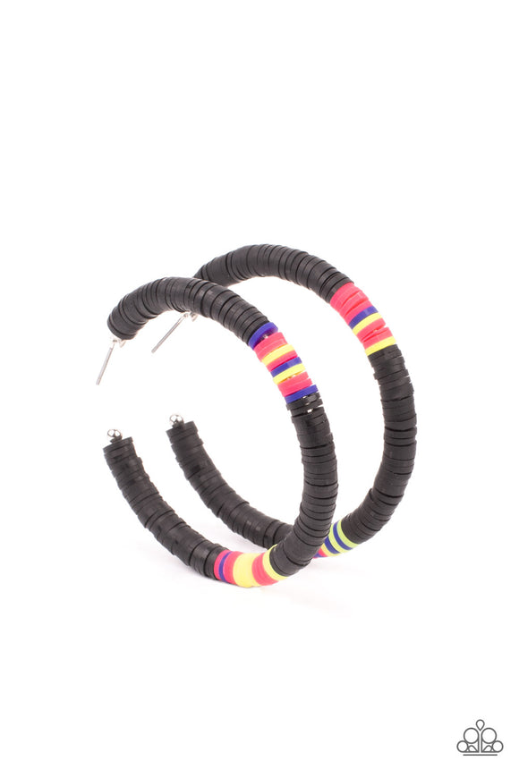 Paparazzi Earring - Colorfully Contagious - Black Hoop