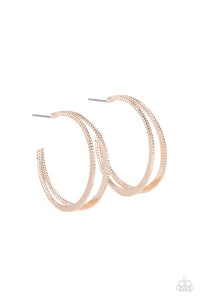 Paparazzi Earring - Rustic Curves - Rose Gold Hoop