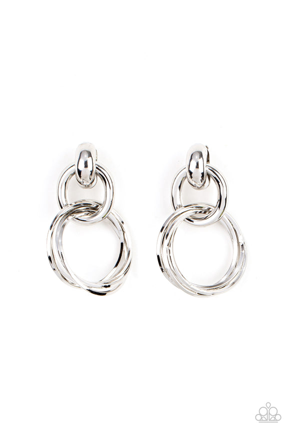 Paparazzi Earring - Dynamically Linked - Silver