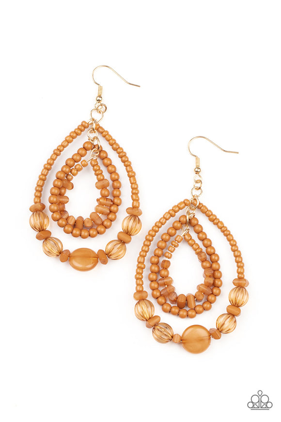 Paparazzi Earring - Prana Party - Brown