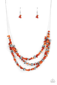 Paparazzi Necklace - Placid Pebbles - Orange