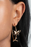 Paparazzi Earring - Full Out Flutter - Gold Hoops
