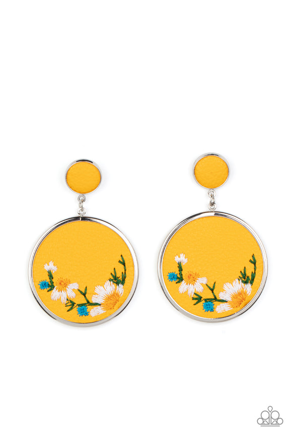 Paparazzi Earring - Embroidered Gardens - Yellow