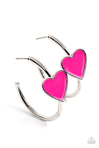 Paparazzi Earring - Kiss Up - Pink Hoop