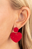 Paparazzi Earring - Just a Little Crush - Red