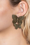 Paparazzi Earring - Blushing Butterflies - Brass