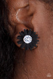 Paparazzi Earring - Sunshiny DAIS-y - Black