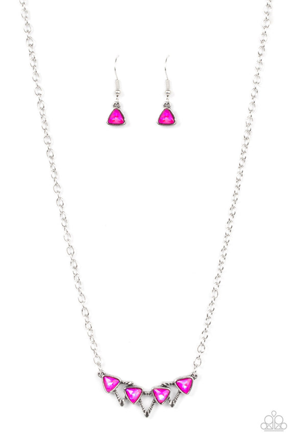Paparazzi Necklace - Pyramid Prowl - Pink