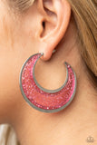 Paparazzi Earring - Charismatically Curvy - Pink Hoop