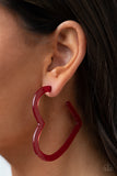 Paparazzi Earring - Heart-Throbbing Twinkle - Red Hoop