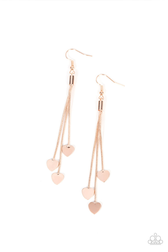 Paparazzi Earring - Higher Love - Rose Gold