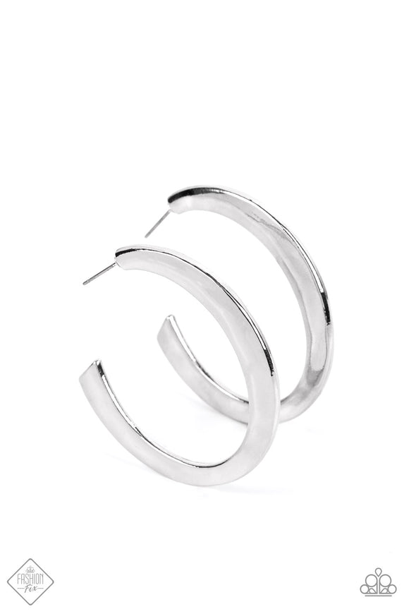 Paparazzi Earring - Learning Curve - Silver Hoop