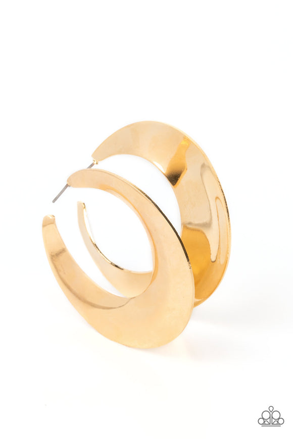 Paparazzi Earring - Power Curves - Gold Hoop