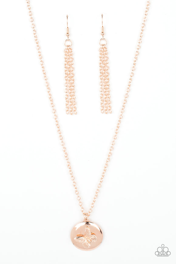 Paparazzi Necklace - Monarch Meadow - Rose Gold