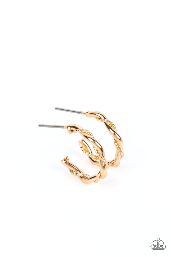 Paparazzi Earring - Irresistibly Intertwined - Gold Hoop