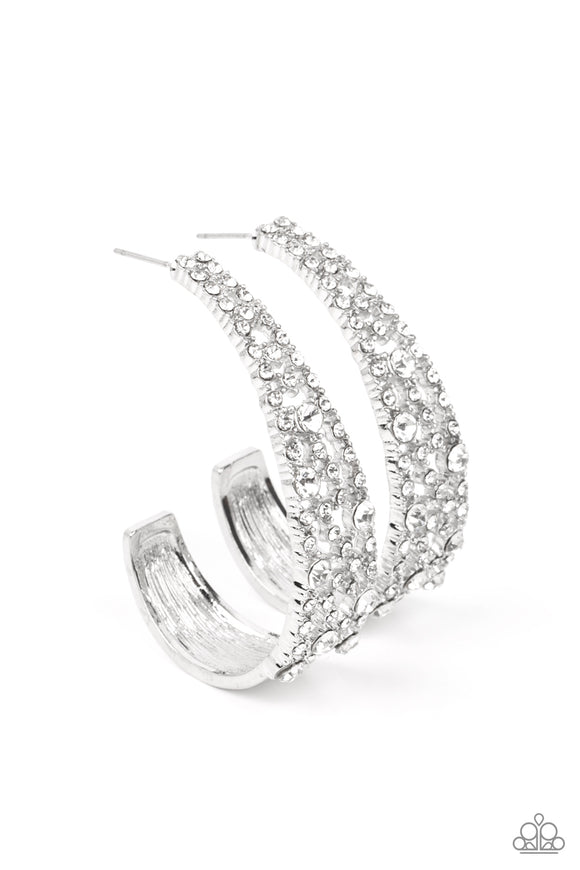 Paparazzi Earring - Cold as Ice - White Hoop LOP