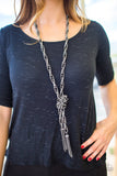 Paparazzi Necklace - Scarfed For Attention - Black Gunmetal Blockbuster