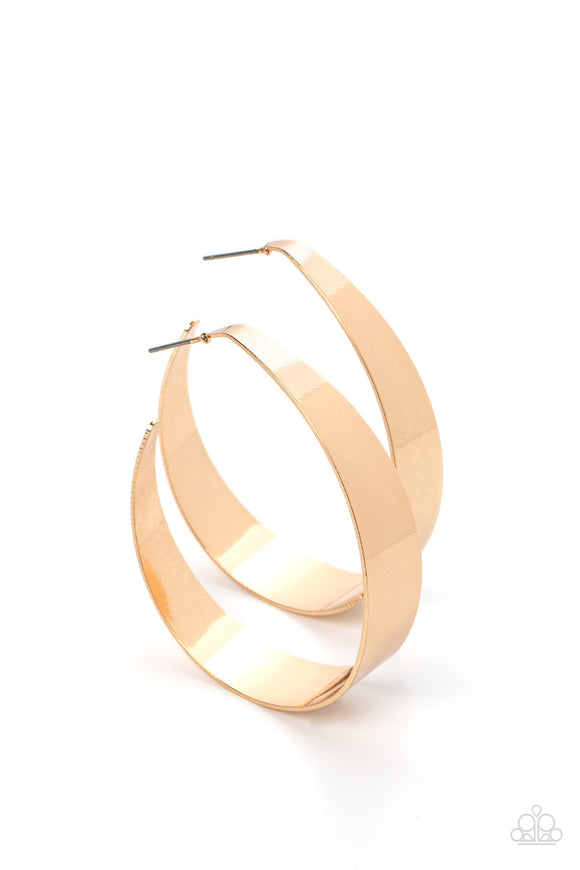 Paparazzi Earring - Flat Out Fashionable - Gold Hoop