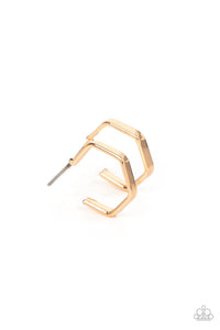 Paparazzi Earring - Haute Hexagons - Gold Hoop