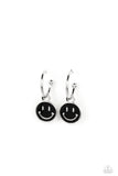 Paparazzi Earring - Subtle Smile - Black Hoop